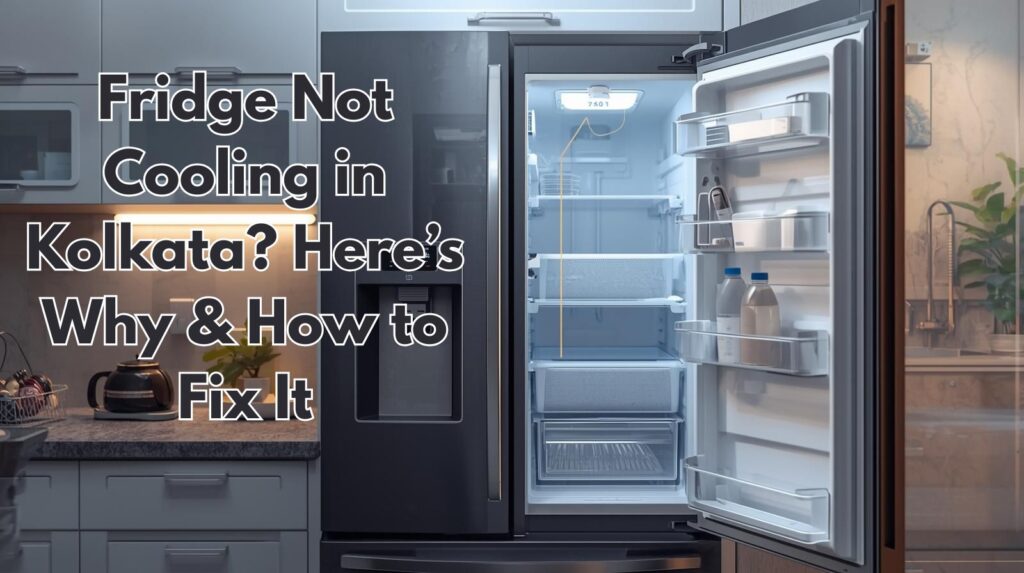 Fridge Not Cooling in Kolkata – Refrigerator with freezer frost and warm fridge compartment, showing common cooling issues in Kolkata homes.”