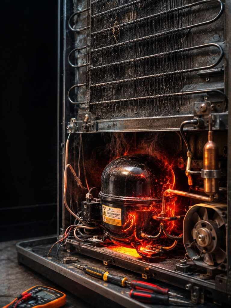 Fridge compressor overheating problem repair in Hyderabad for cooling issues