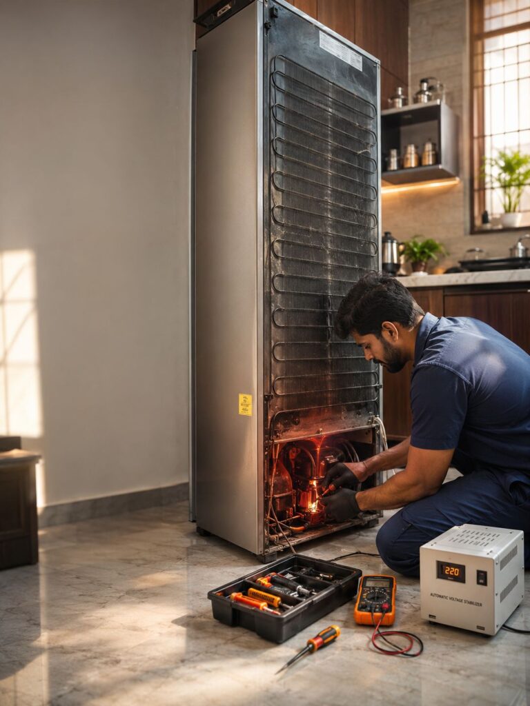 Refrigerator compressor overheating repair service in Hyderabad by expert fridge technician