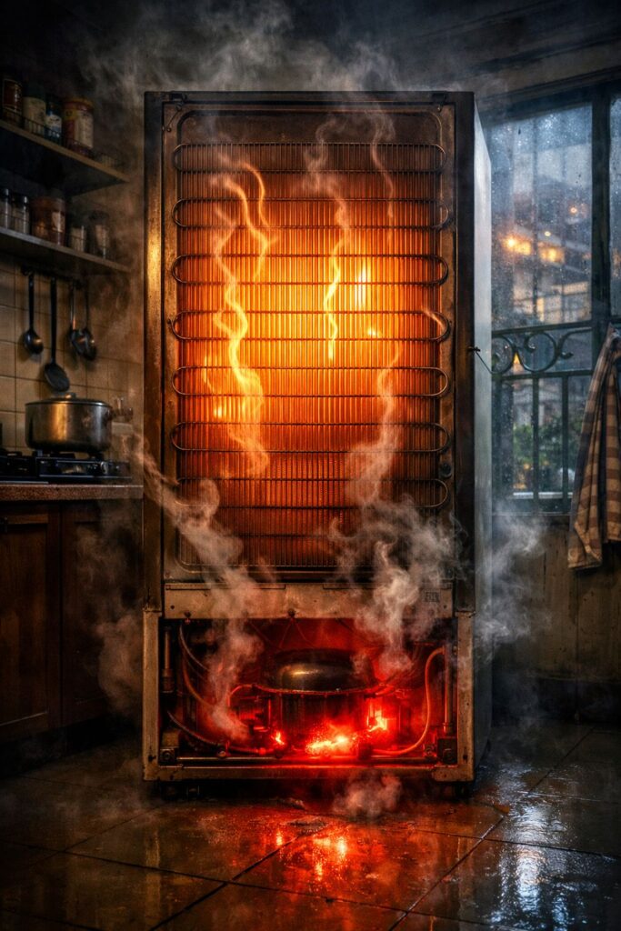 Refrigerator compressor overheating problem in Kolkata home kitchen