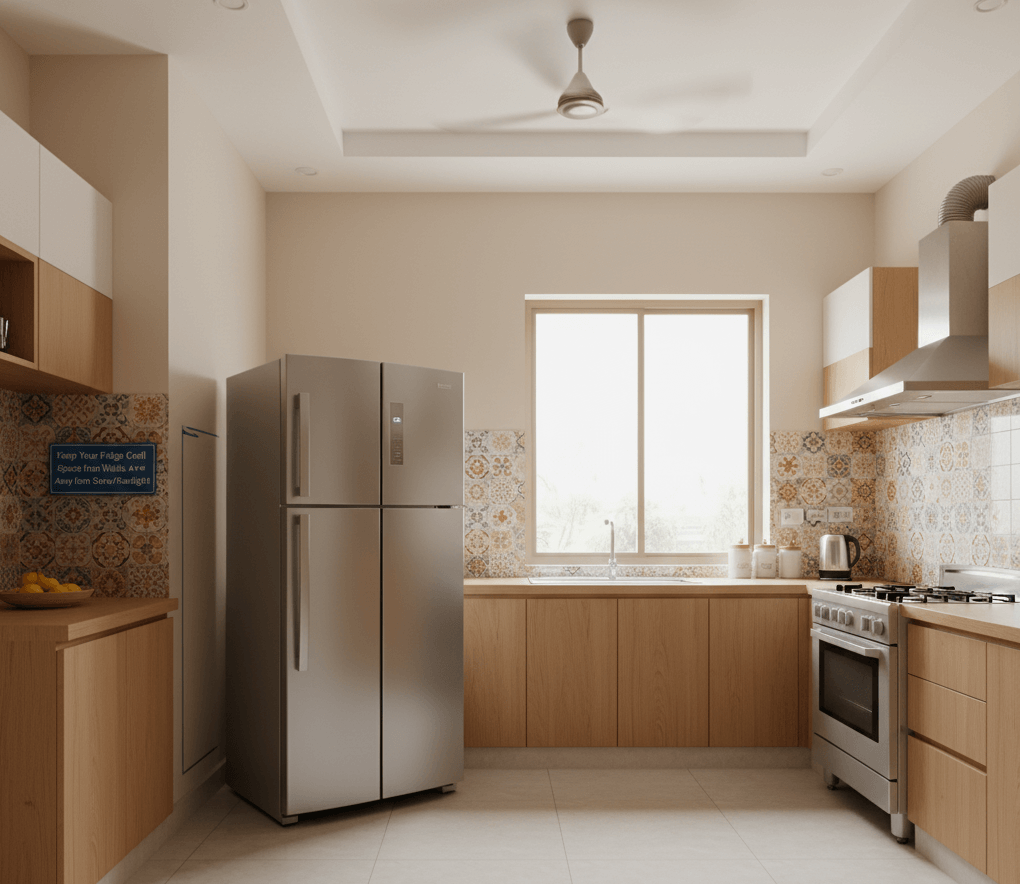 Man checking refrigerator light not working in a Hyderabad home kitchen