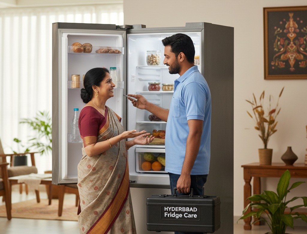 Technician examining refrigerator compressor start relay to find startup issue.