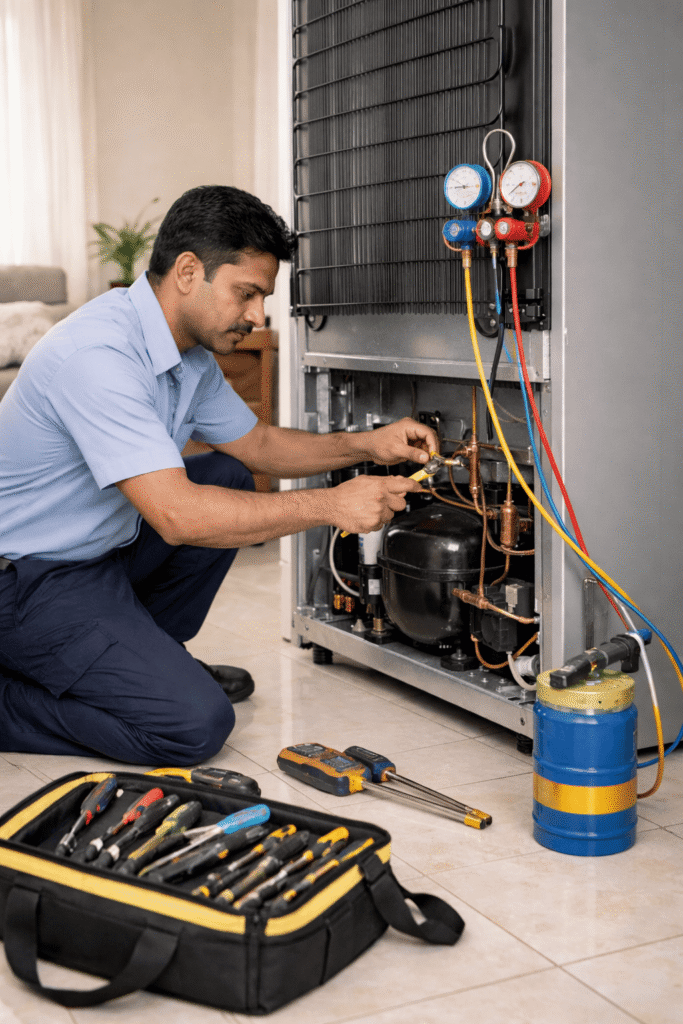 Same day fridge gas leakage repair service at home in Hyderabad