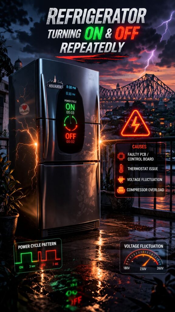 Refrigerator turning on and off repeatedly in Kolkata due to power fluctuation