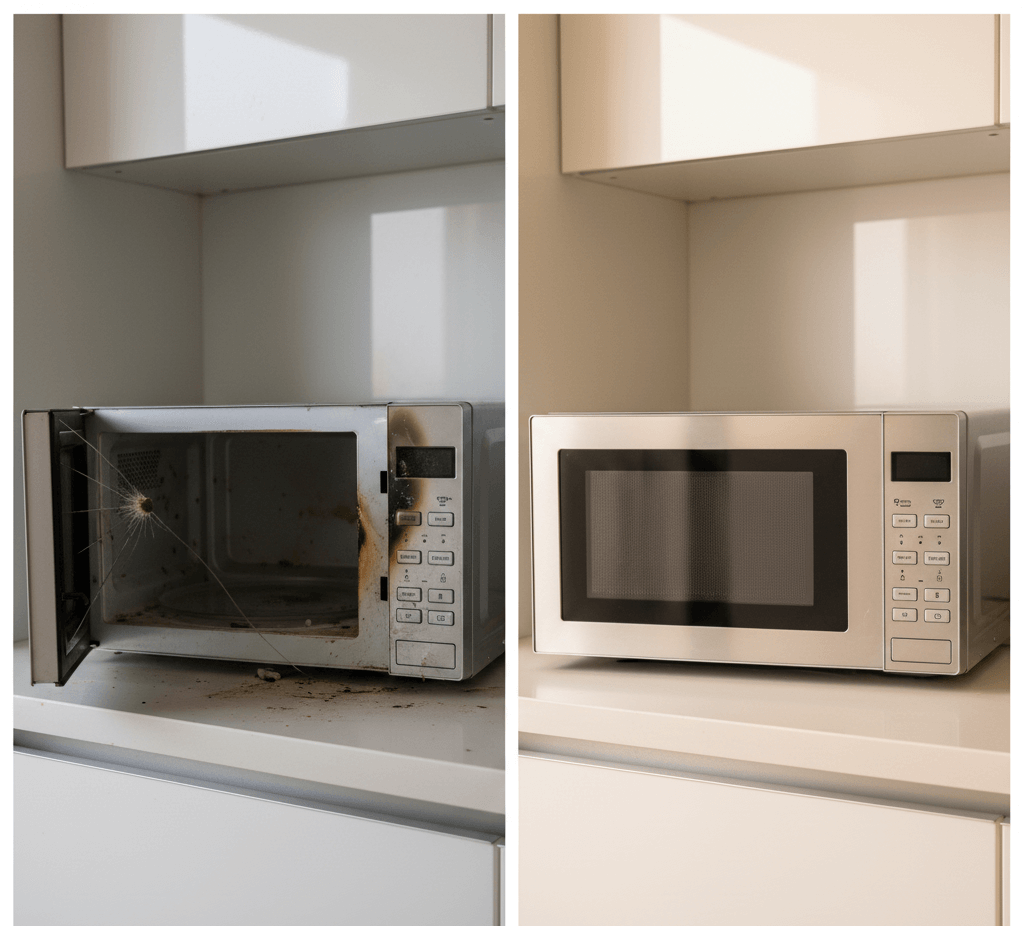Different microwave brands like LG, Samsung, and IFB being serviced by a professional technician in Hyderabad.