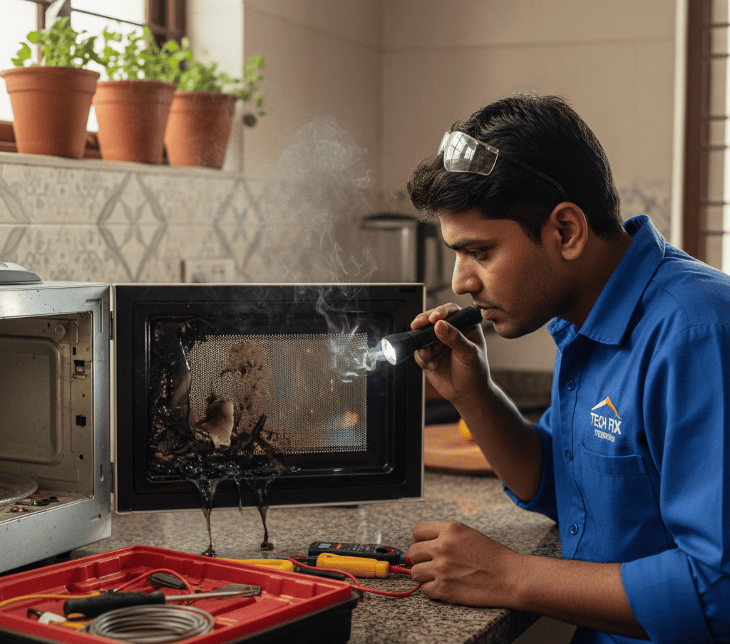 Professional microwave repair for burnt smell issue in Hyderabad
