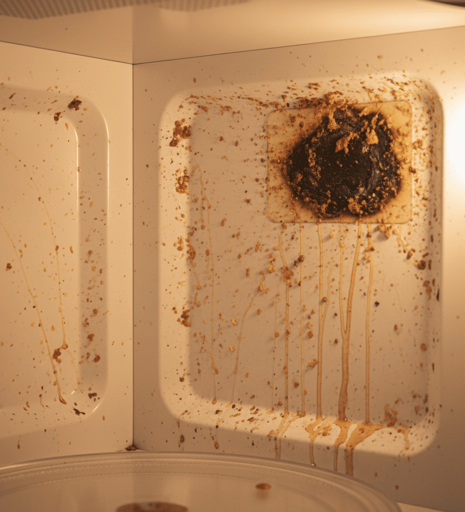 Food splatter inside microwave leading to sparking issues in Hyderabad kitchens