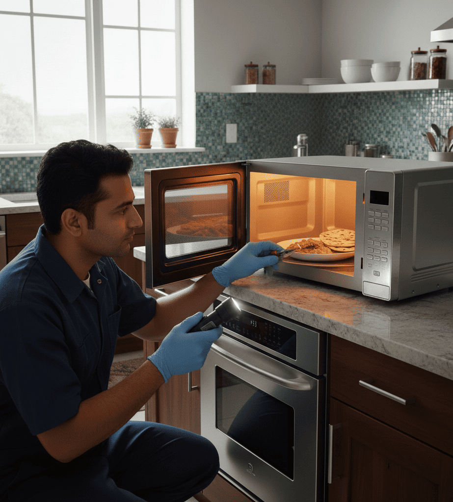 Microwave oven not heating evenly due to turntable issue in Kolkata kitchen