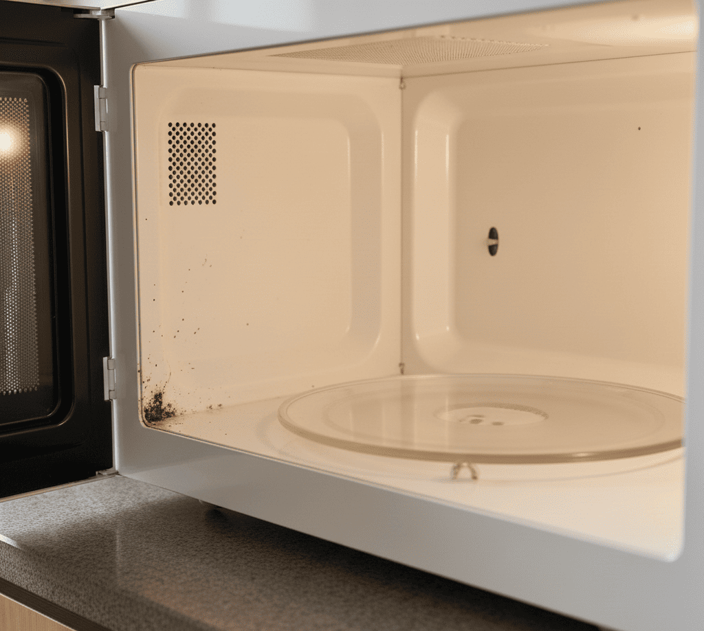 Using a microwave-safe cover to prevent splatter and interior rust