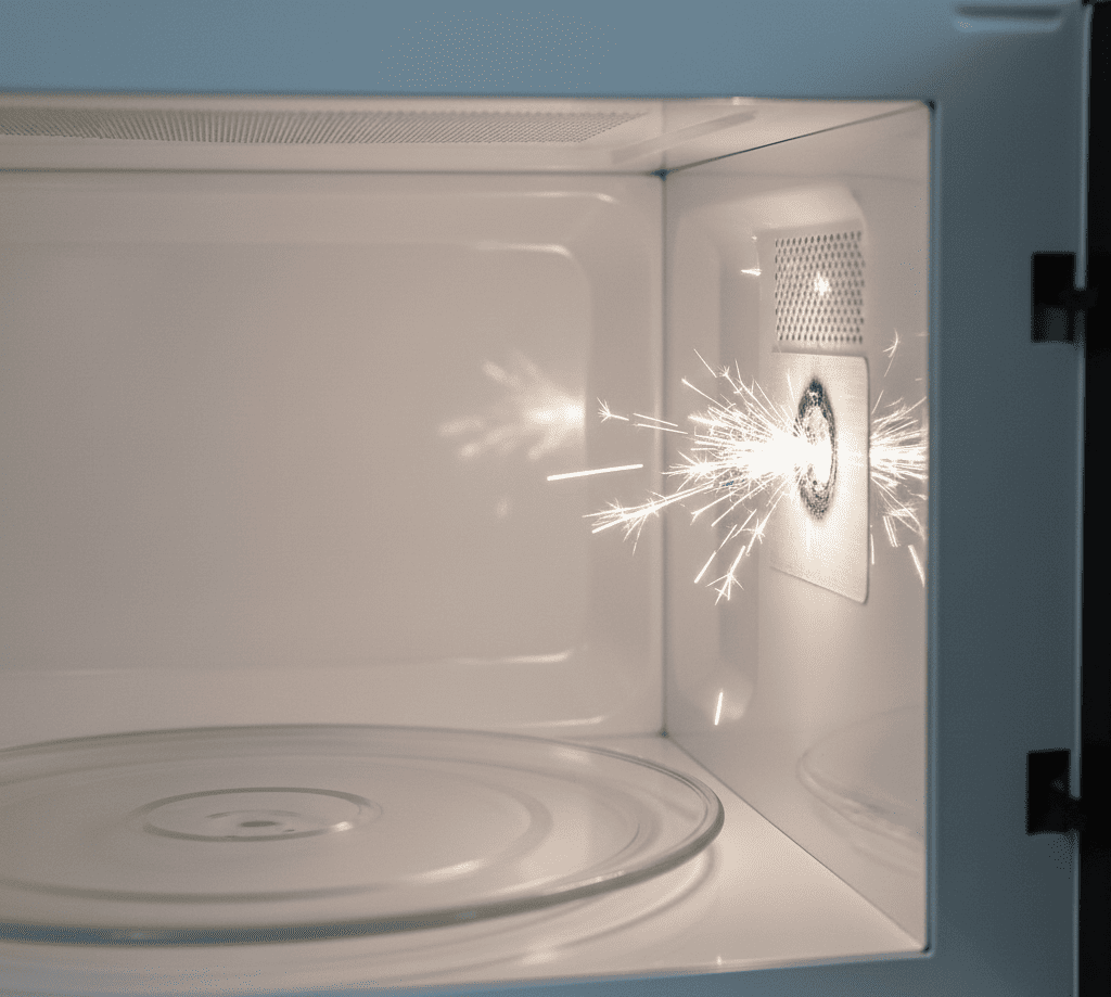 Microwave sparking inside due to damaged waveguide cover