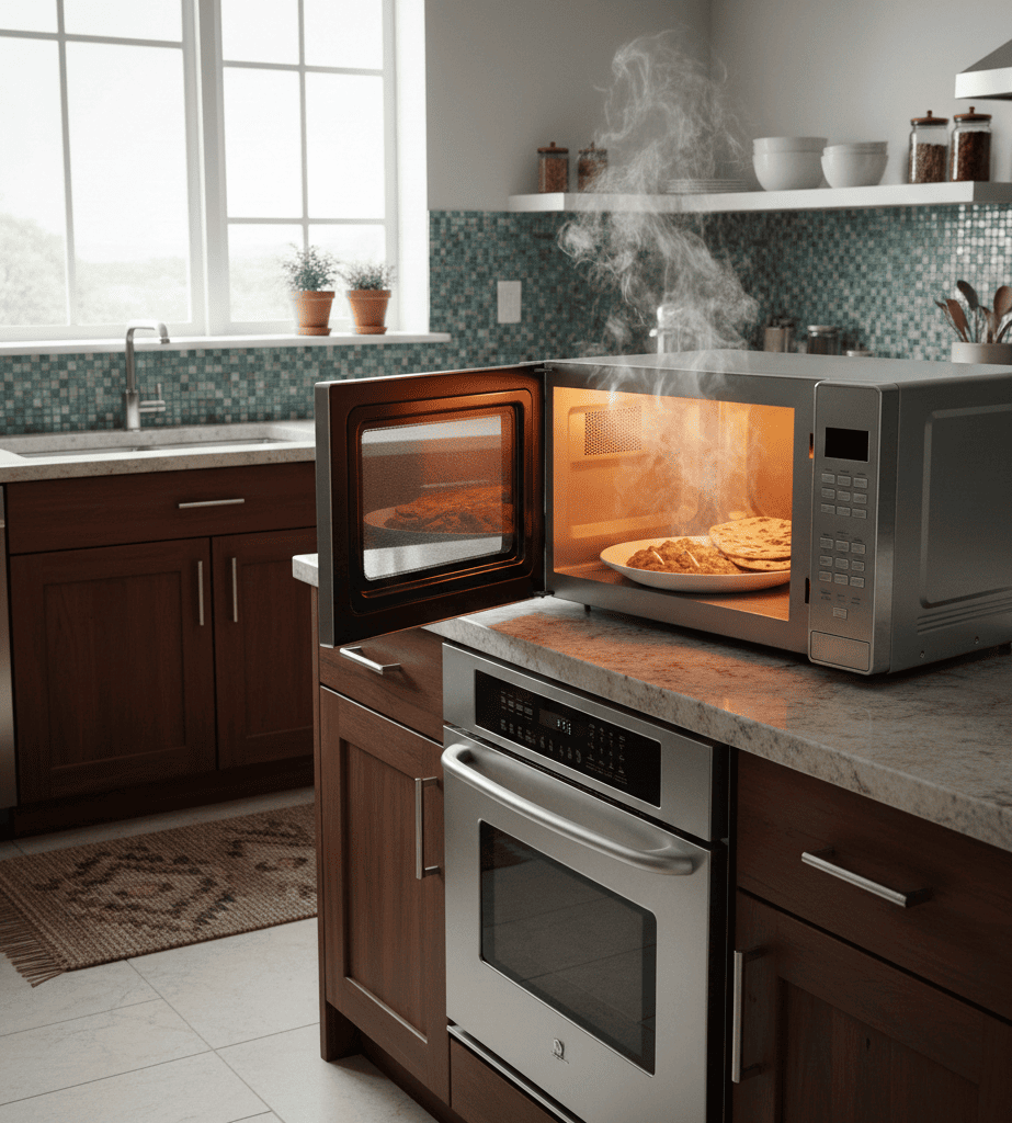 Uneven microwave heating problem in Hyderabad home kitchen causing hot and cold food spots
