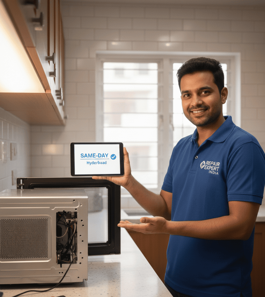 Repair Expert India technician providing same-day microwave repair in Hyderabad.