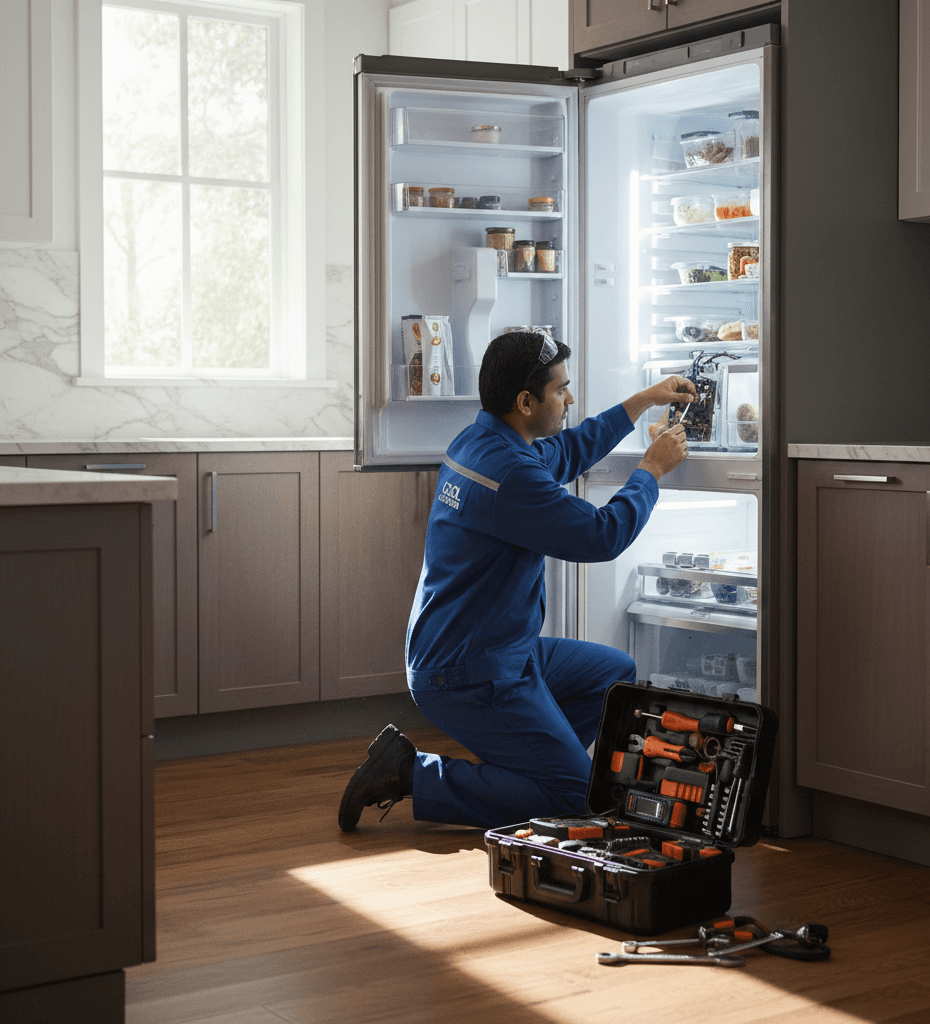 Repairing fridge not cooling problem at a customer’s home in Kolkata