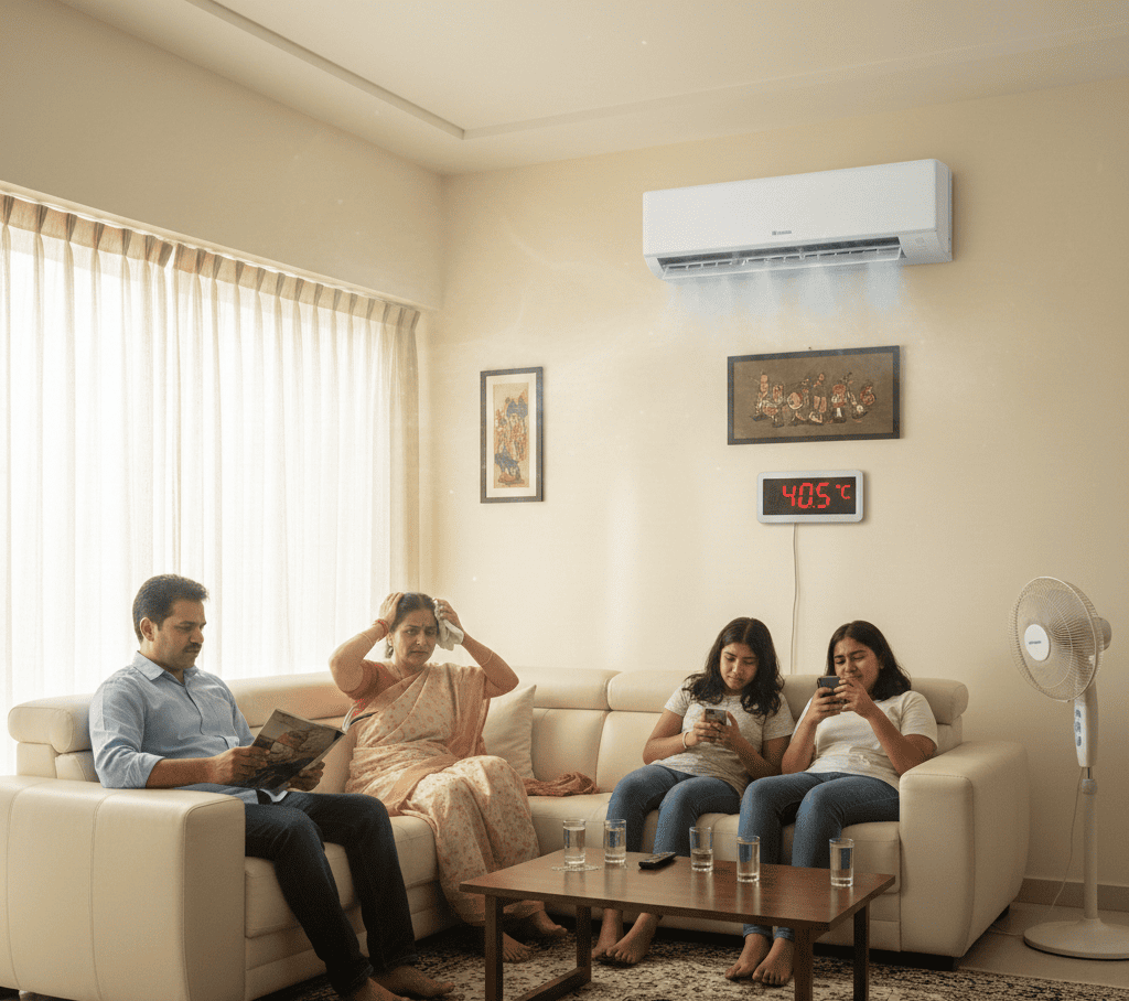 AC blowing hot air instead of cool inside a Hyderabad home during summer