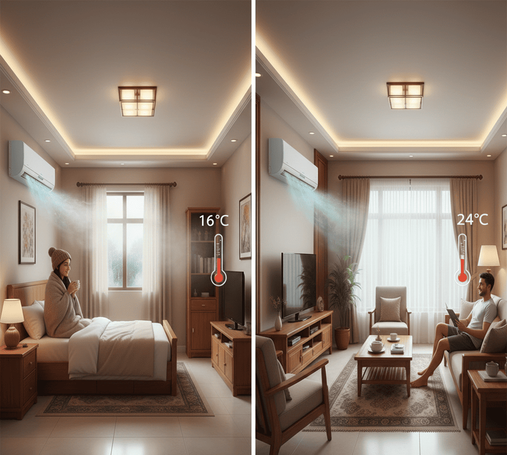 AC capacity comparison based on room size in Hyderabad