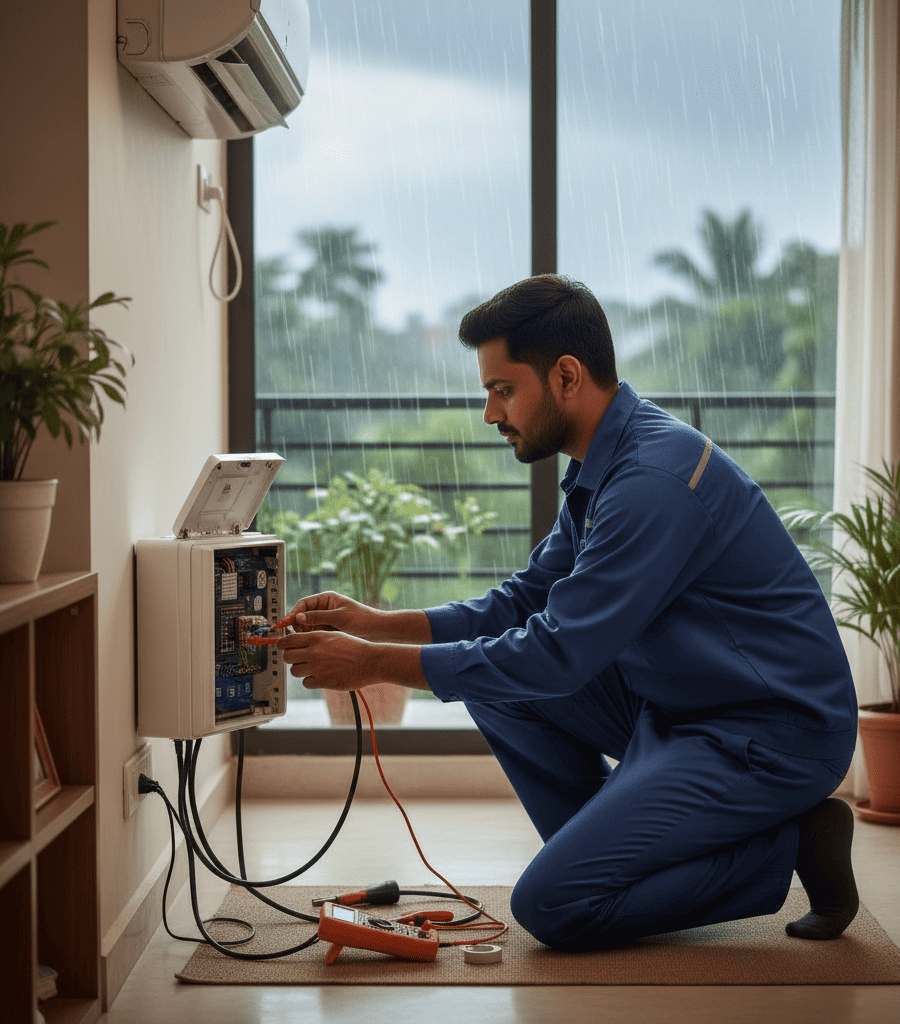 AC electrical safety and voltage protection during rainy season