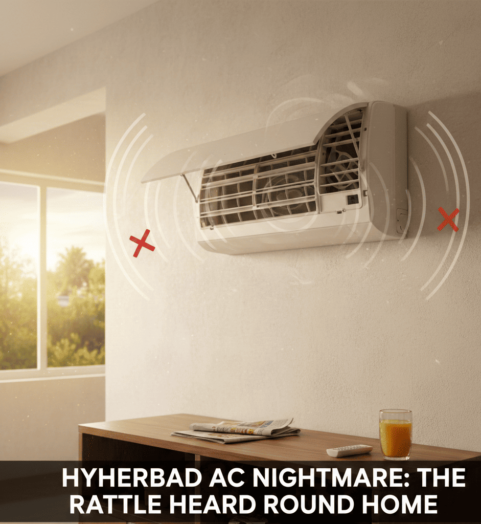 AC making loud noise problem in Hyderabad homes indicating internal or outdoor unit issues.