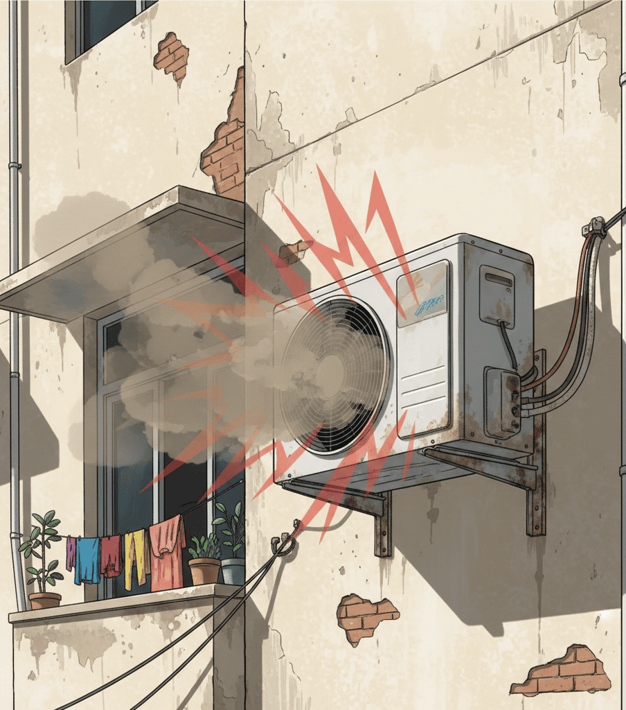 Split AC outdoor unit noise caused by compressor or fan issues in Hyderabad residences.