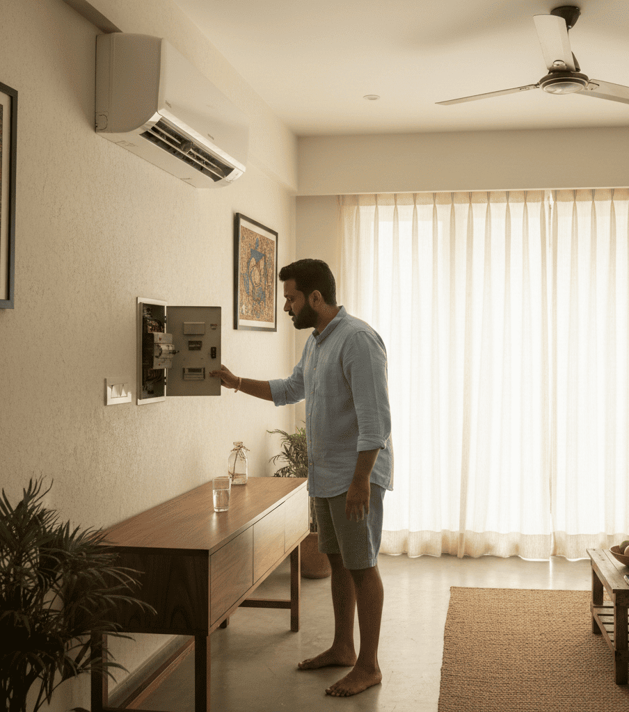 AC tripping power again and again in a Hyderabad home due to electrical overload