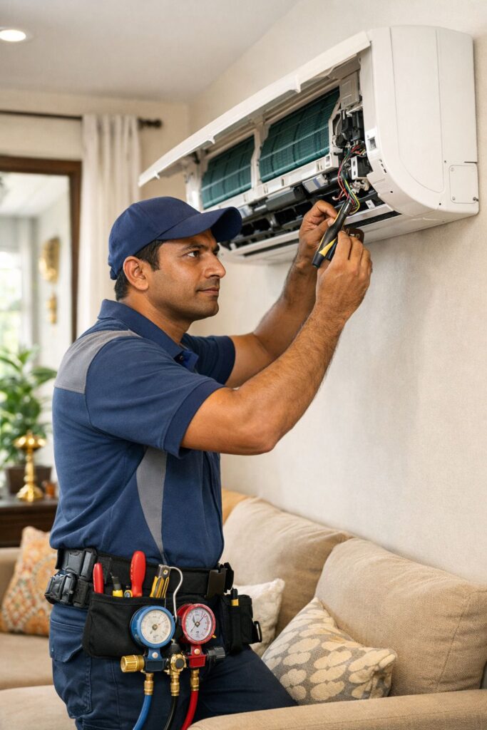 AC repair service in Hyderabad by professional technician fixing split AC