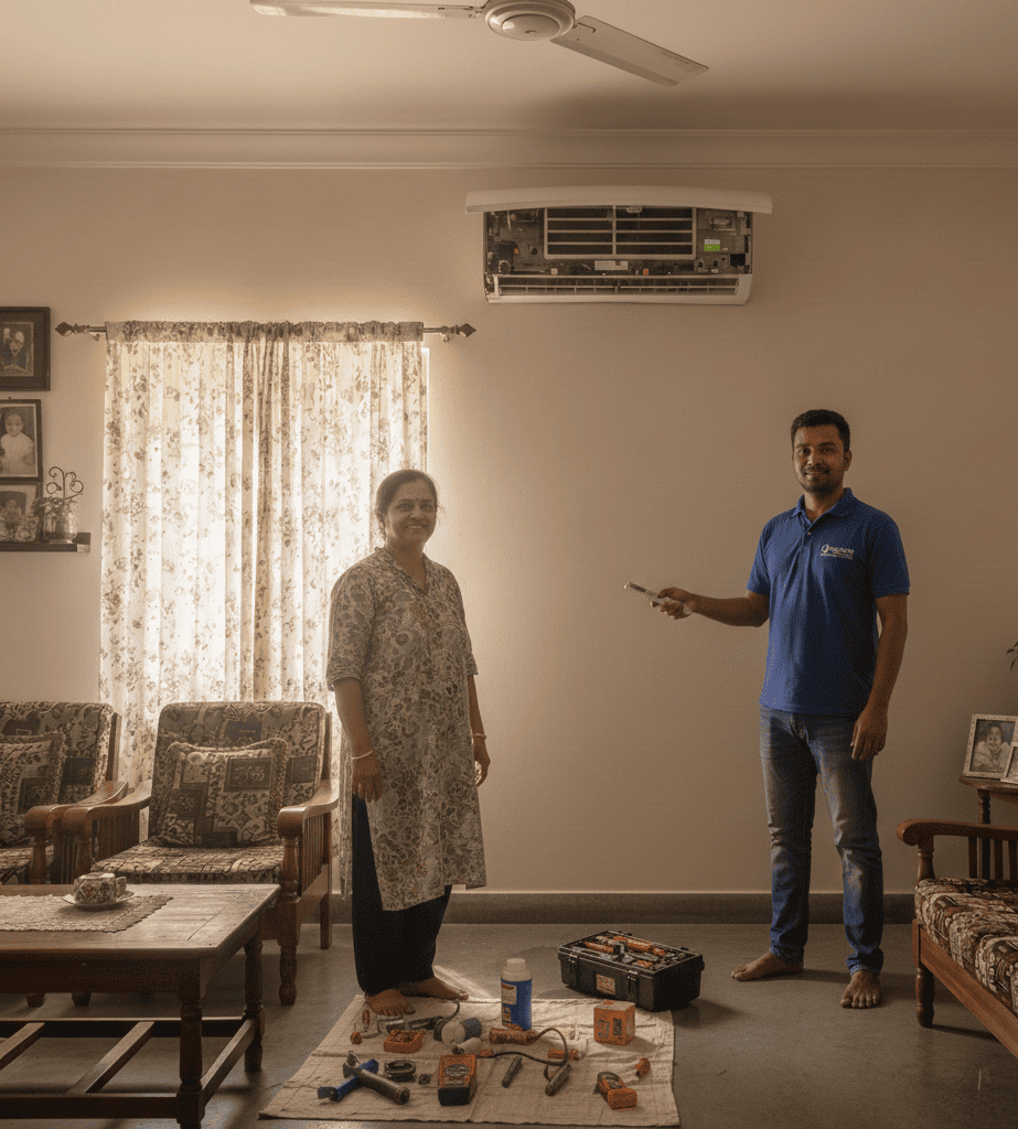 AC water leakage repair completed in Kolkata with dry wall and proper cooling