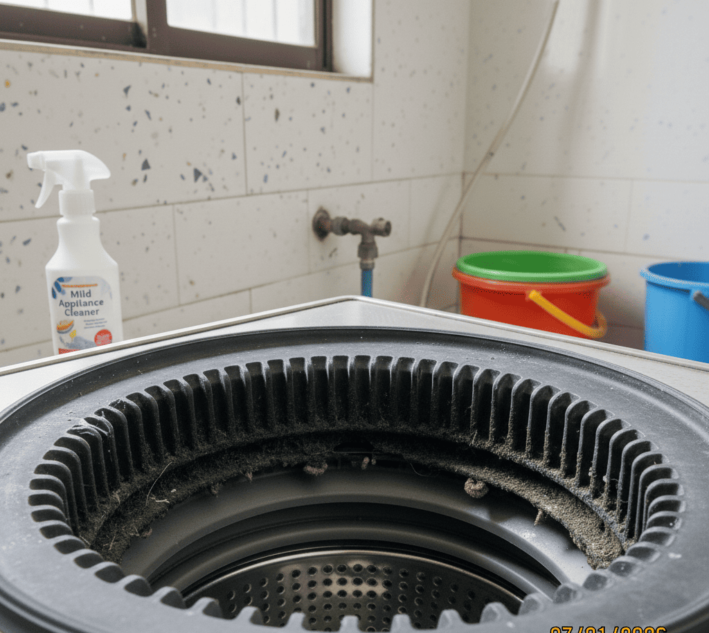 Clean washing machine door seal after proper maintenance