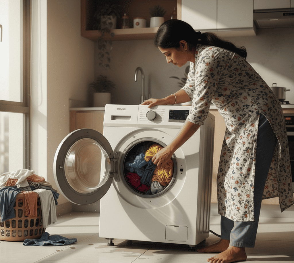 How to fix unbalanced load in washing machine by redistributing clothes
