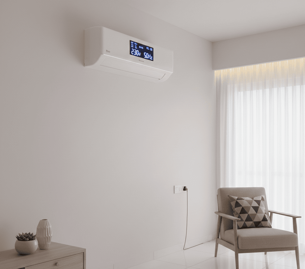 Inverter AC with built-in voltage protection used in Hyderabad home