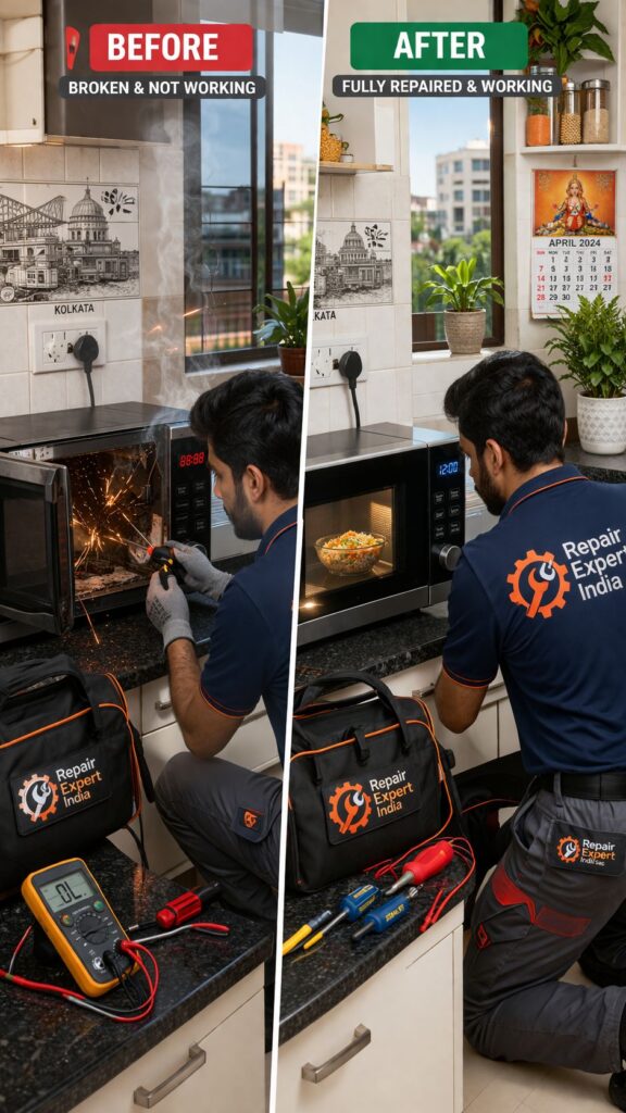 Before and after microwave repair service in Kolkata by Repair Expert India