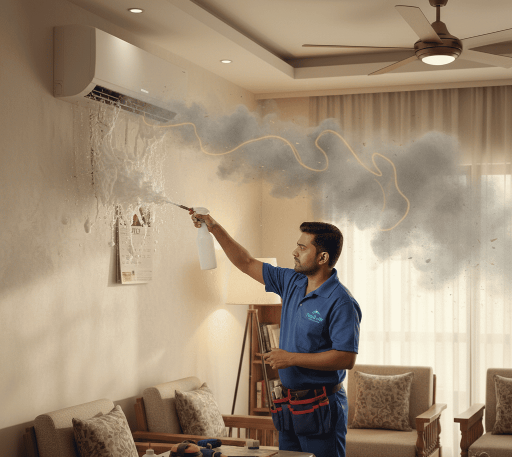 Professional AC cleaning service in Hyderabad removing bad odor and improving airflow