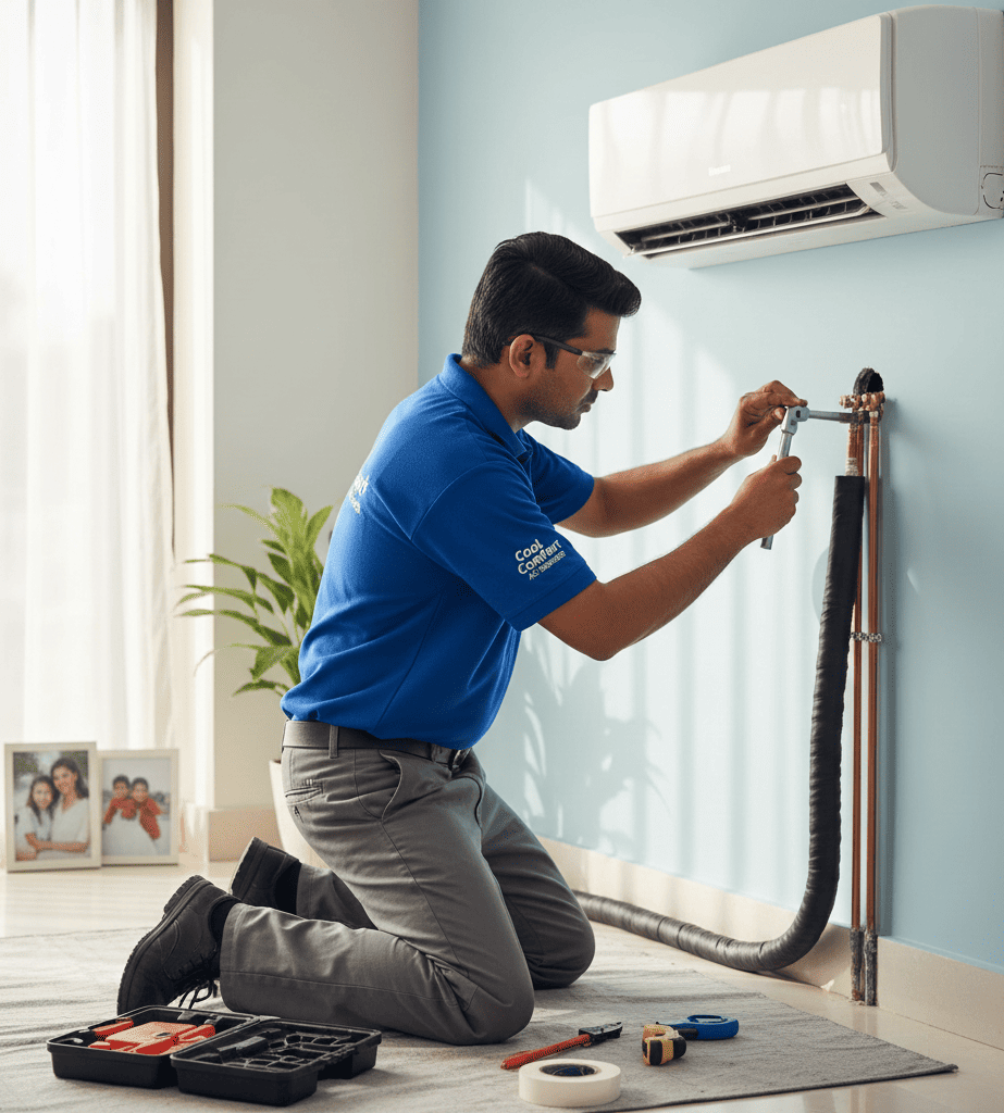 Professional AC installation service in Hyderabad ensuring proper mounting, insulation, and efficient cooling.
