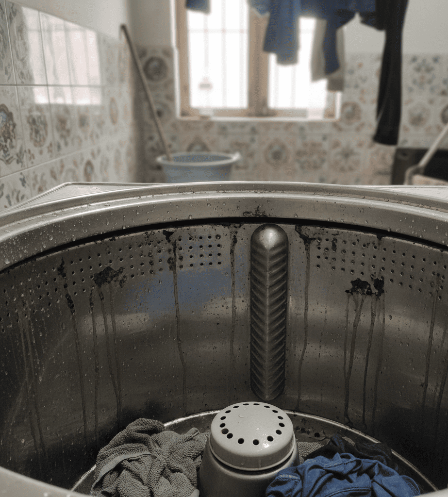 Rust inside washing machine drum in Hyderabad home