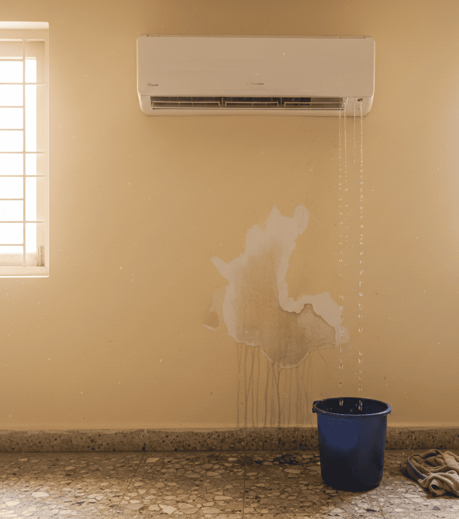 Split AC indoor unit leaking water inside a Kolkata home