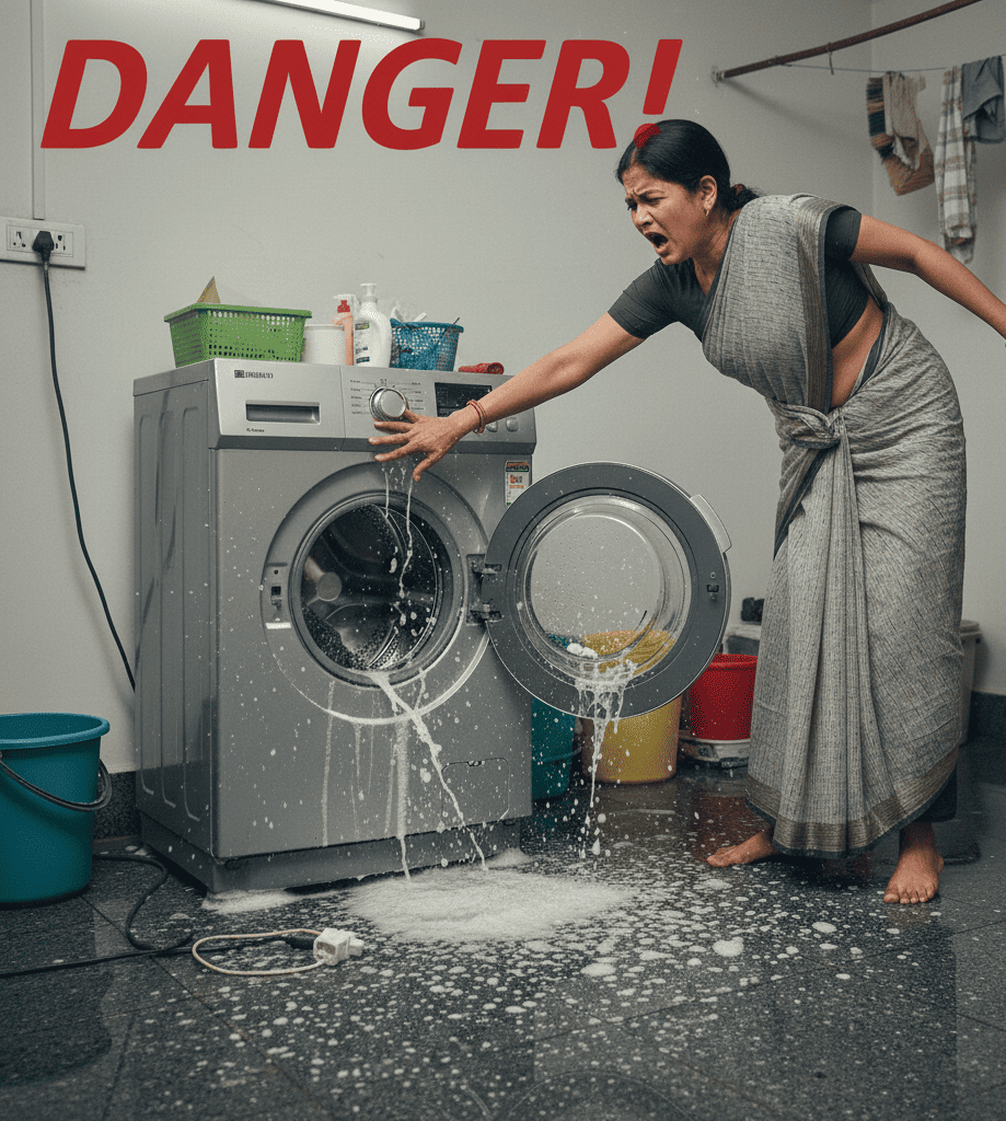 Washing machine earthing and wiring problem causing electric shock