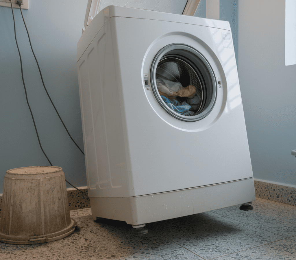 Unbalanced washing machine causing vibration and shaking