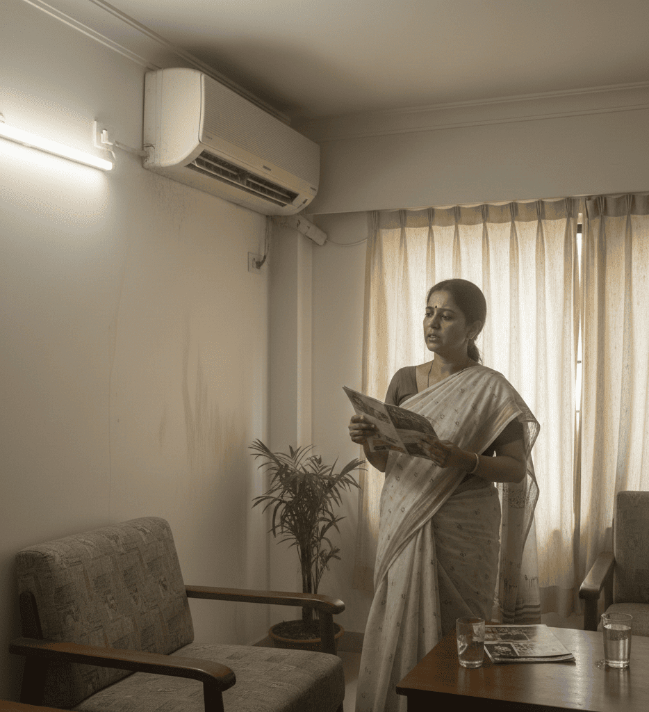 Incorrect split AC indoor unit placement causing poor cooling in Kolkata home