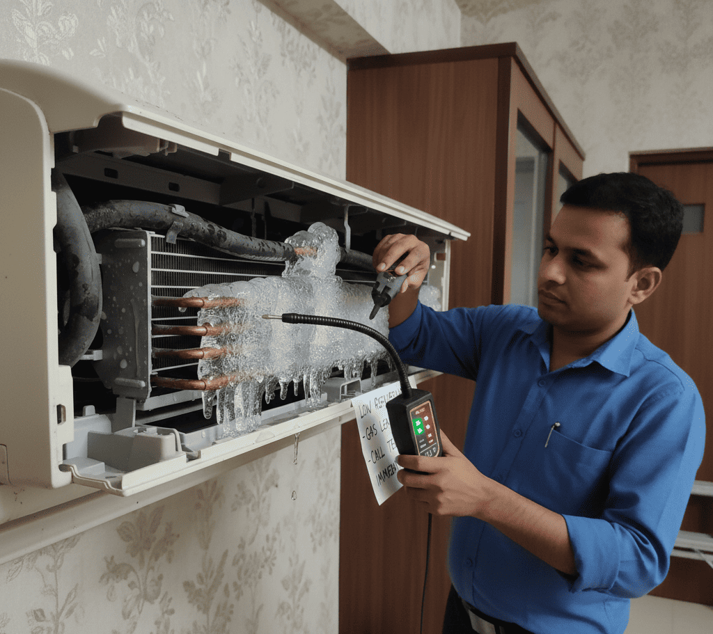 AC gas leak detection using professional tool in Kolkata