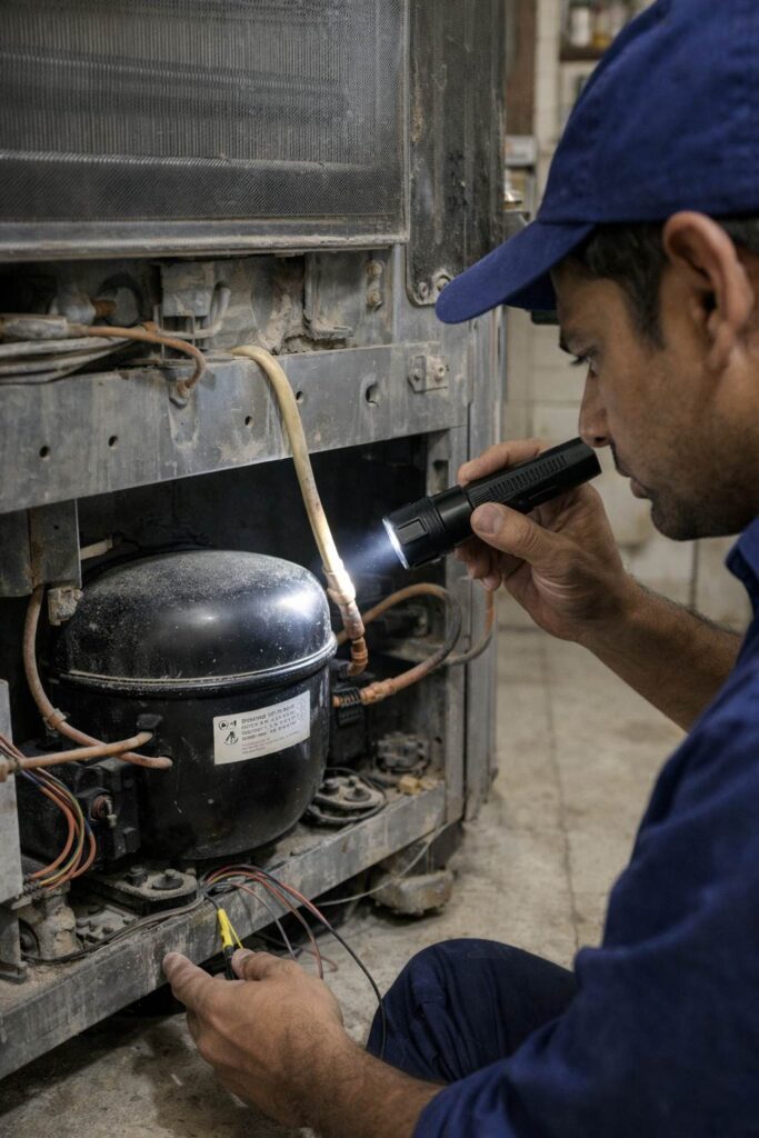 Samsung refrigerator compressor inspection for cooling problem in Kolkata