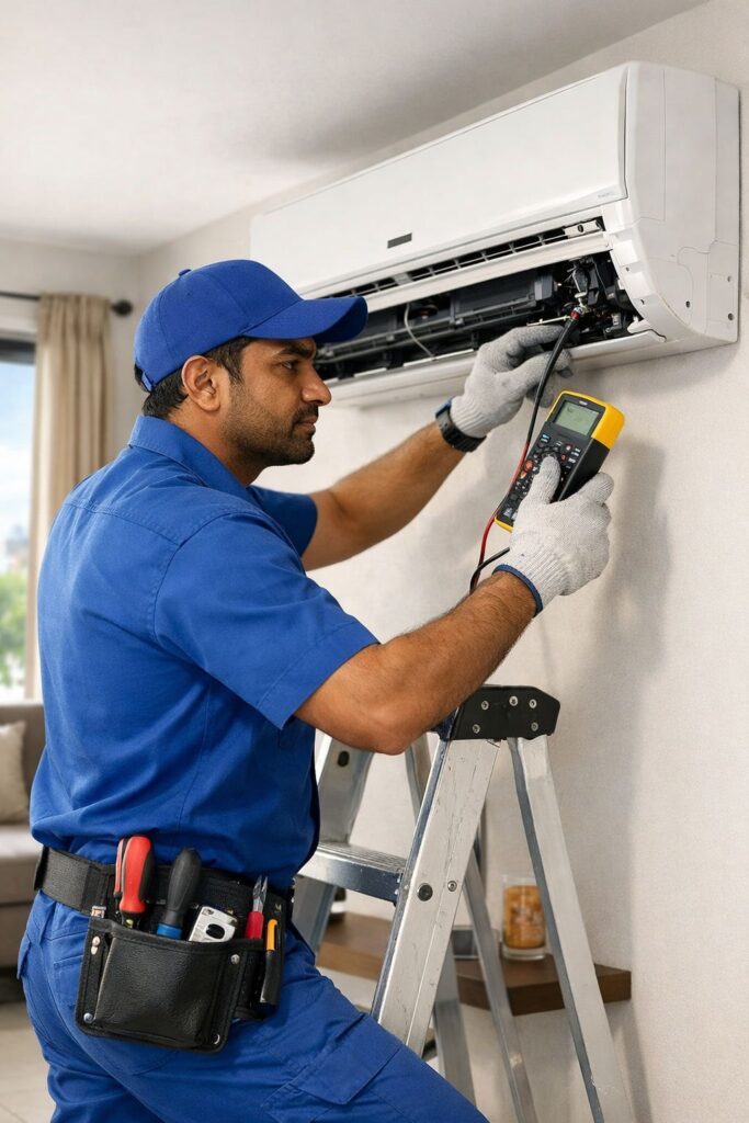 Split AC servicing and maintenance to fix noise problem in Gachibowli Hyderabad