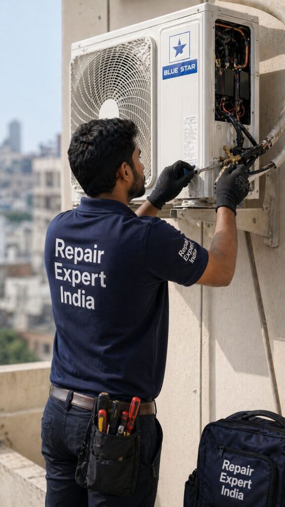 Blue Star AC noise problem repair Hyderabad outdoor unit technician service