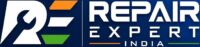 Repair Expert India logo with wrench integrated in letter R and bold white typography on blue background