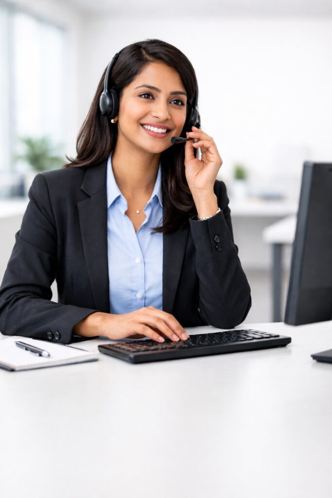 Customer care executive assisting appliance repair service customers in Hyderabad