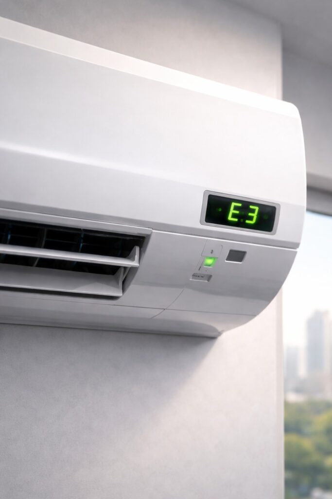 Daikin AC showing error code on indoor unit display in Hyderabad