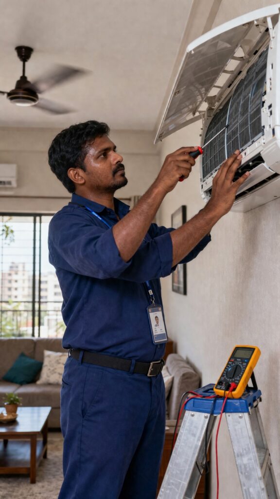 Daikin AC not cooling repair service in Hyderabad by expert technician fixing split air conditioner