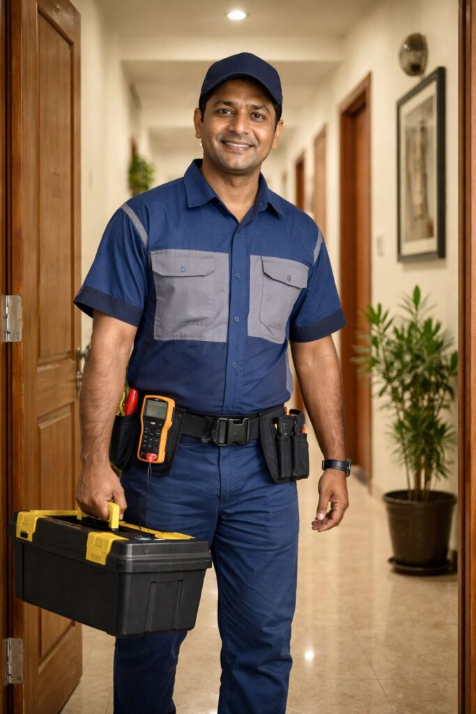 AC repair technician at doorstep in Hyderabad with tools for Daikin service