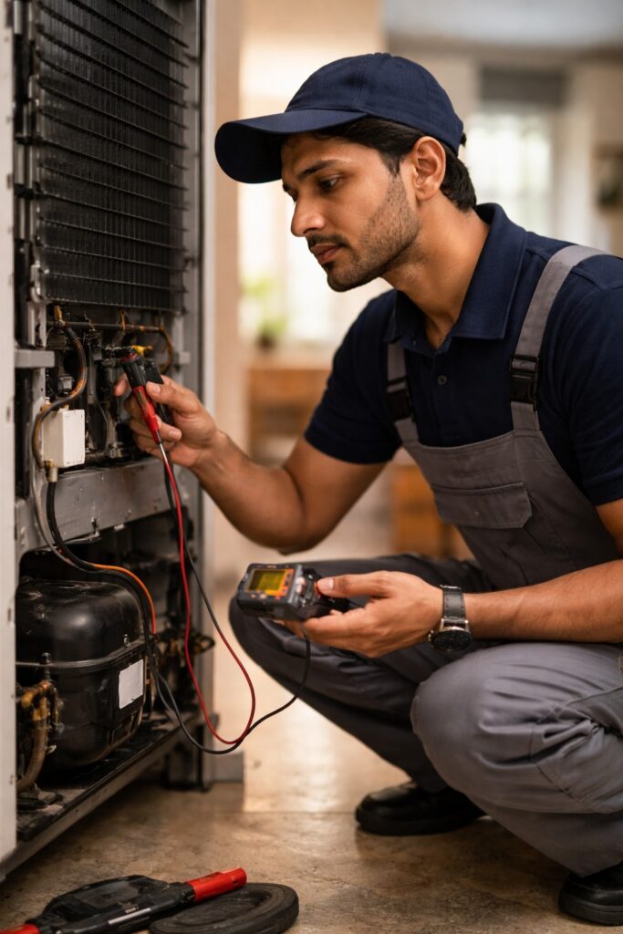 fridge repair technician in Tollygunge fixing refrigerator compressor cooling issue near me