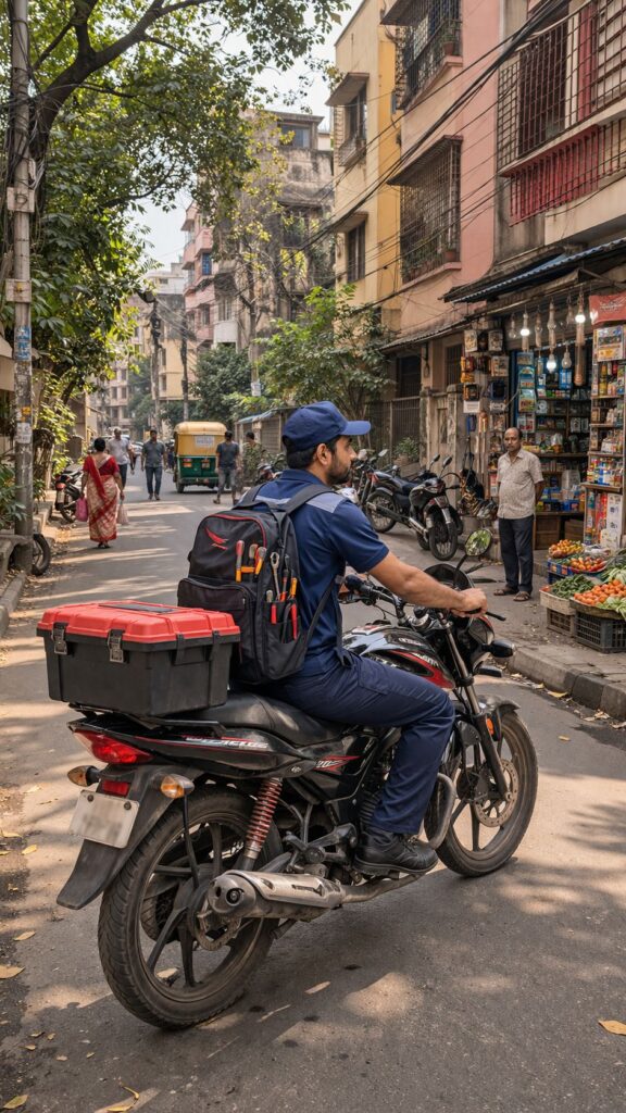 Local fridge repair technician near Jadavpur University Kolkata arriving for service