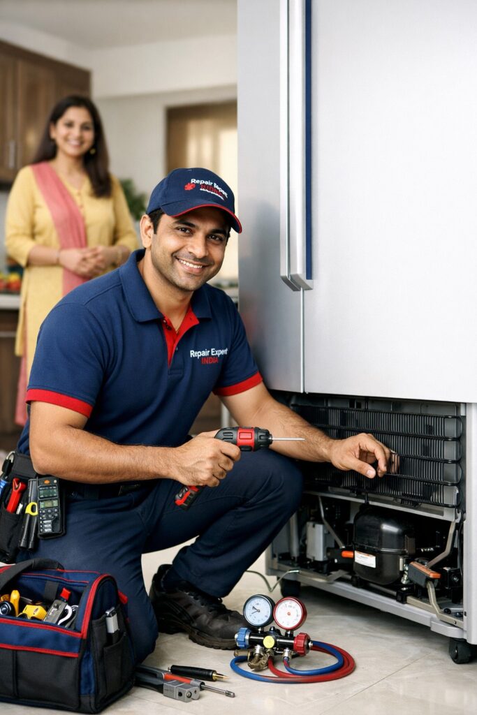 Repair Expert India technician with toolbox for appliance repair in Hyderabad