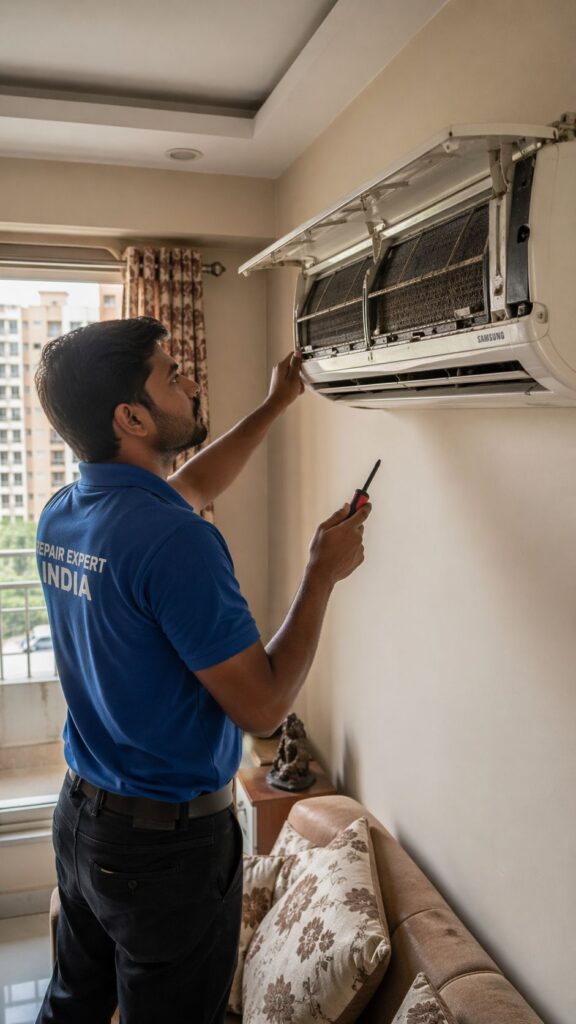 Samsung AC fan not working hyderabad indoor unit inspection by technician