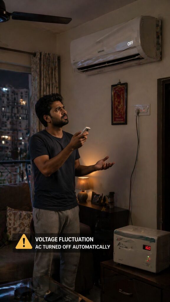 Samsung AC tripping due to voltage issue in Hyderabad apartment with frustrated user